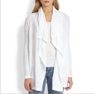 Theory White Open Front Cardigan Sweater